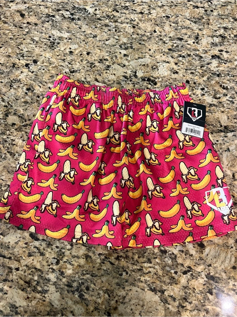 Girls' Pink Banana-Print shorts with Elastic Waistband